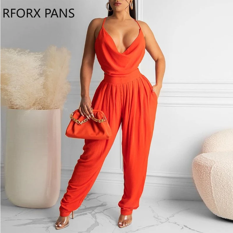 Women Solid Elegant Deep V Neck Halter Backless Criss Cross Sleeveless Sexy Jumpsuit
Women Solid Elegant Deep V Neck Halter Backless Criss Cross Sleeveless Sexy Jumpsuit