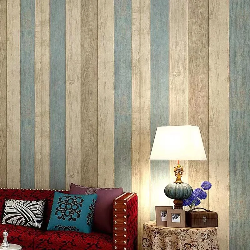 Blue Mediterranean vertical stripes non-woven wallpaper bedroom children's room retro imitation wood grain floor home decoration
Blue Mediterranean vertical stripes non-woven wallpaper bedroom children's room retro imitation wood grain floor home decoration