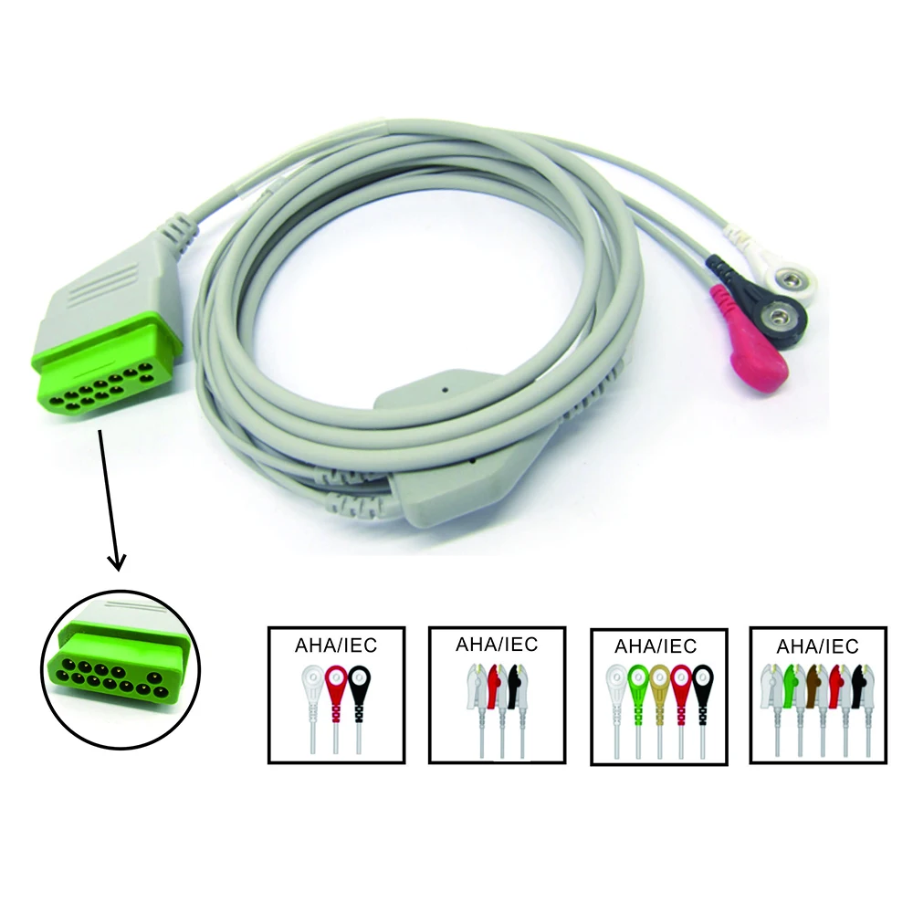 

Compatible for Nihon Kohden Patient Monitor, 3/5 Leads ECG Cable, Use for ECG Data Monitor, ECG Measurement Sensor Module Kit