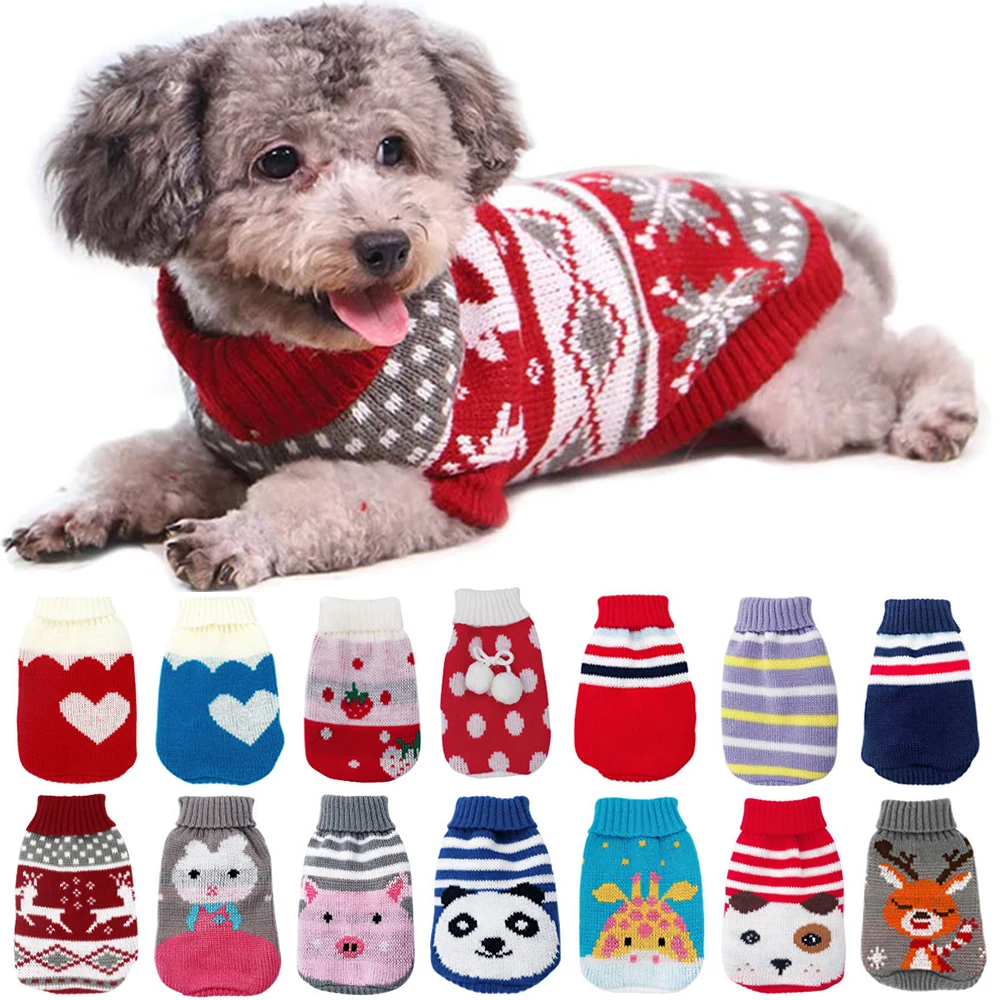 

Warm Dog Clothes for Small Medium Dogs Knitted Cat Sweater Pet Clothing for Chihuahua Bulldogs Puppy Costume Coat Winter