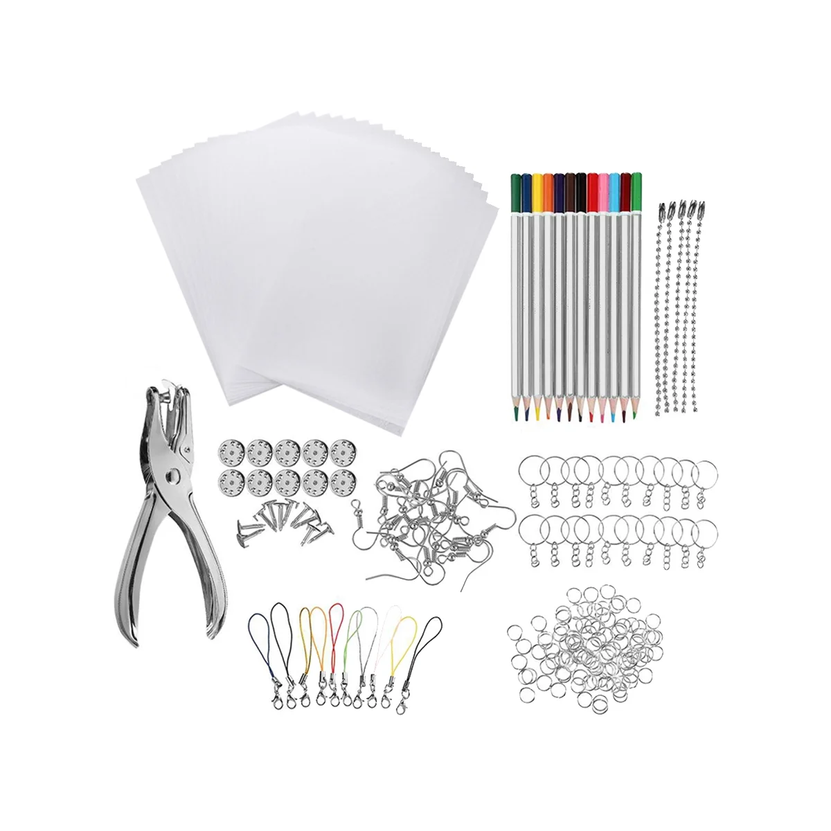 

Термоусадочный лист для художественной бумаги, пластиковый комплект, перфоратор для отверстий, брелоки, карандаши, цветной свинцовый ручной термоусадочный лист