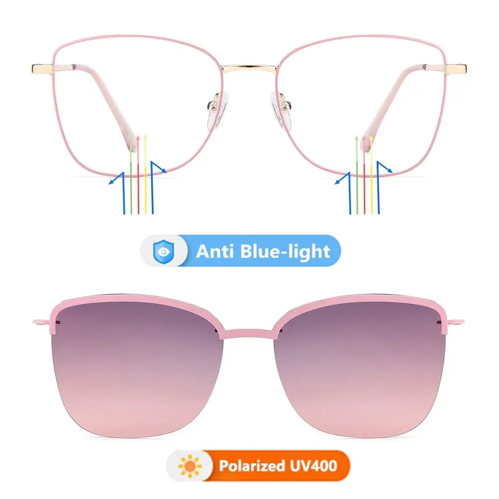 

На солнцезащитных очках металлическая оправа с защитой от синего света магнитные поляризованные очки с клипсой с 1 линзами для солнцезащитных очков 3 в 1