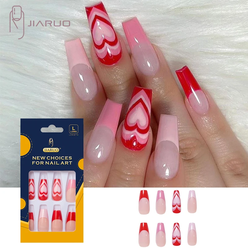 JIARUO 24PCS/BOX Long Press on Nails Coffin Fake Nail Tips Art Full Cover Naill Tips Nail Supplies Y2k French Pink Heart Cute
JIARUO 24PCS/BOX Long Press on Nails Coffin Fake Nail Tips Art Full Cover Naill Tips Nail Supplies Y2k French Pink Heart Cute