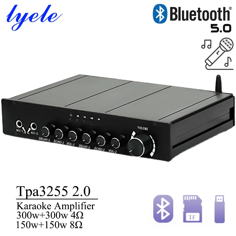 Lyele Audio Tpa3255 Karaoke Amplifier Class D Amplifier Dual Microphone Input High Power 300w Bluetooth 5.0 Reverb Usb Player
Lyele Audio Tpa3255 Karaoke Amplifier Class D Amplifier Dual Microphone Input High Power 300w Bluetooth 5.0 Reverb Usb Player