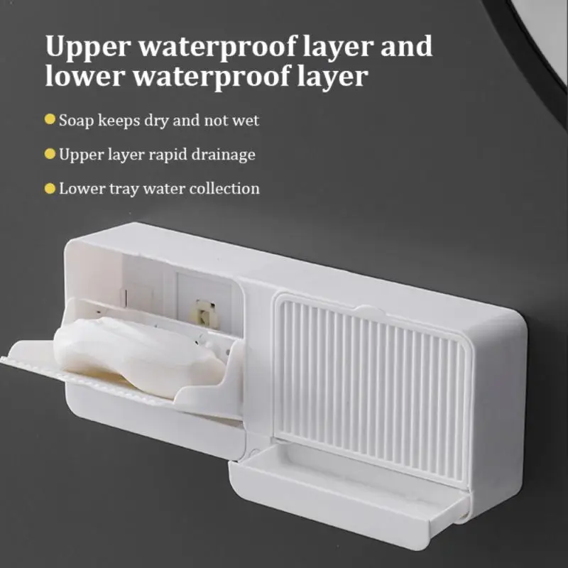 Soap Dish Drain Double Grid Soap holder Box MultiFuction Punch-free Vertical Wall-Mounted Soap Box with Lid Without Perforation
Soap Dish Drain Double Grid Soap holder Box MultiFuction Punch-free Vertical Wall-Mounted Soap Box with Lid Without Perforation