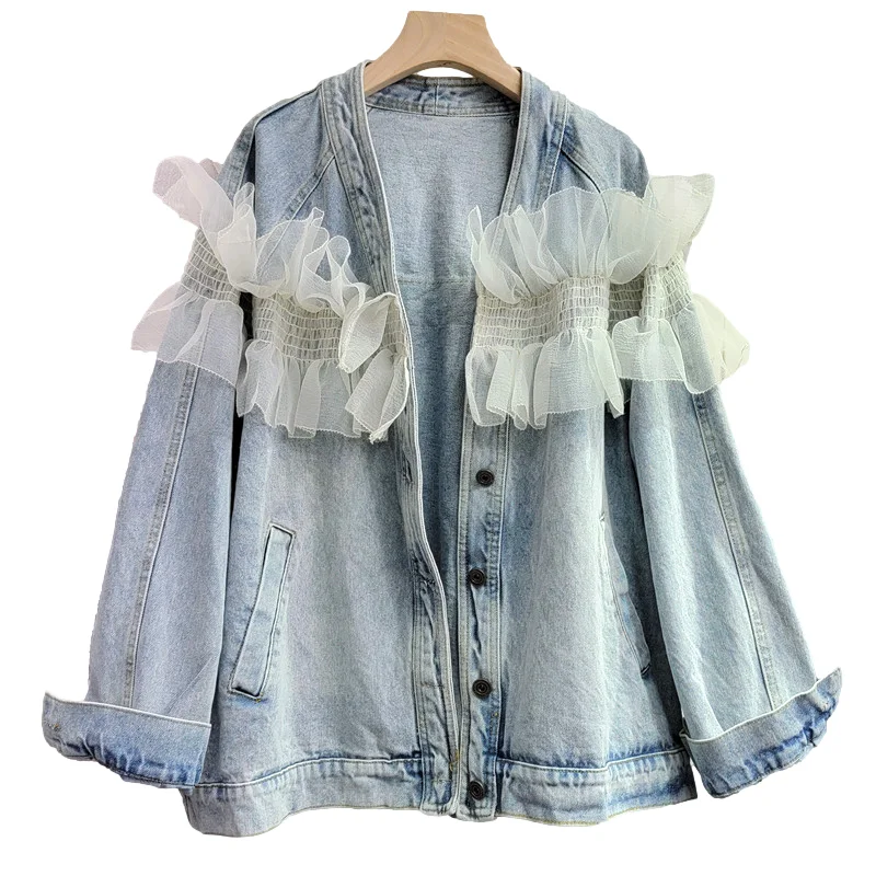 Korean Light Blue Denim Jackets Women Korean Loose Casual Long Sleeve Cowboy Outerwear Mesh Splicing Jeans Jacket Coat Female
Korean Light Blue Denim Jackets Women Korean Loose Casual Long Sleeve Cowboy Outerwear Mesh Splicing Jeans Jacket Coat Female