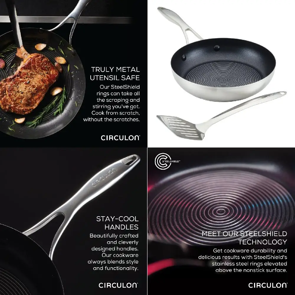 Delightful Silver SteelShield 9.5-inch Stainless and Nonstick Shiny Frying Pan with Bonus Spatula, 156 Character Limit Reached.
Delightful Silver SteelShield 9.5-inch Stainless and Nonstick Shiny Frying Pan with Bonus Spatula, 156 Character Limit Reached.