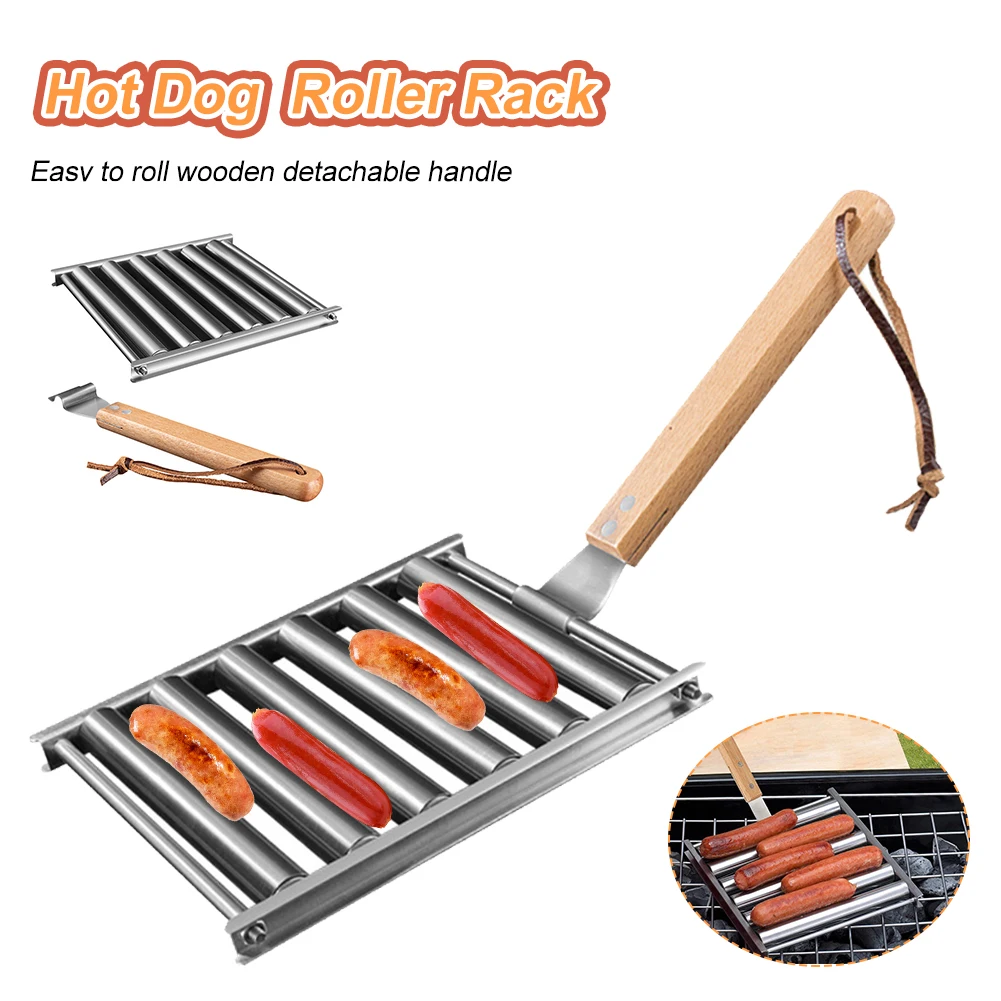 Stainless Steel Hot Dog Roller Detachable BBQ Hot Dog Roller Rack Long Wood Handle Barbecue Racks Kitchen BBQ Accessories
Stainless Steel Hot Dog Roller Detachable BBQ Hot Dog Roller Rack Long Wood Handle Barbecue Racks Kitchen BBQ Accessories