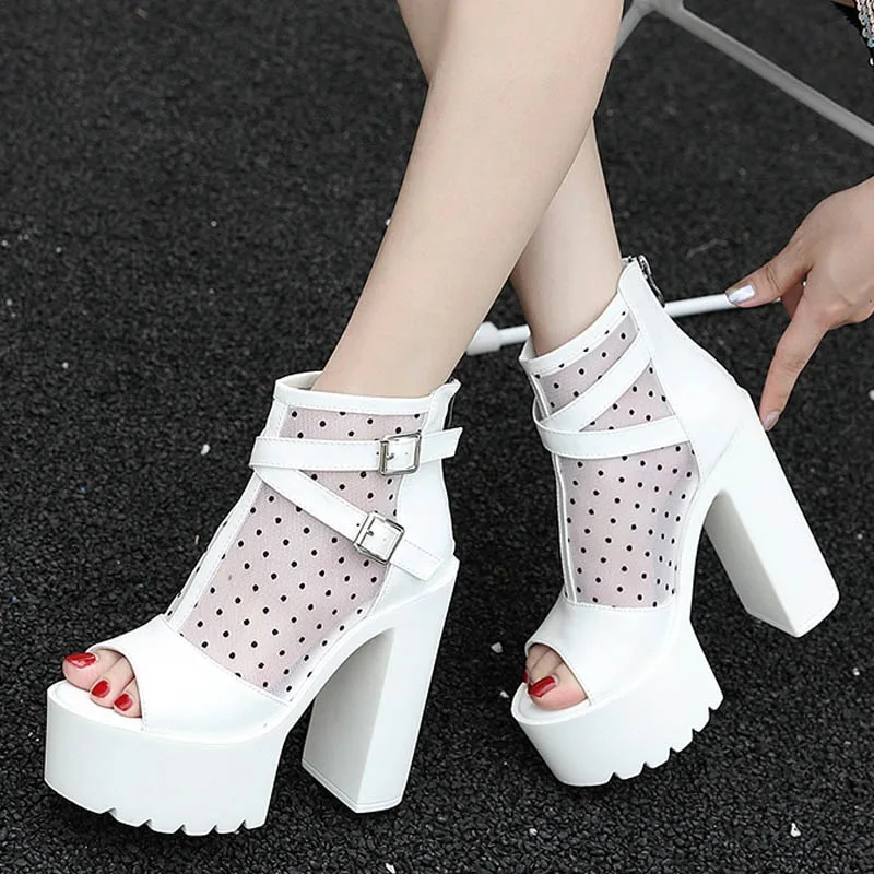 New Open Toe Sexy High Heels Boots Women Fetish Air Mesh Platform Boots For Summer Breathable Gothic Nightclub Shoes Bride
New Open Toe Sexy High Heels Boots Women Fetish Air Mesh Platform Boots For Summer Breathable Gothic Nightclub Shoes Bride