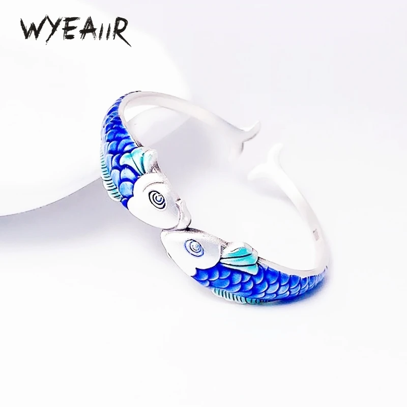 WYEAIIR 925 пробы Серебряный Национальный стиль голубой Глазурь Искусство Изящные Ювелирные изделия роскошный изменяемый открытый женский браслет
WYEAIIR 925 пробы Серебряный Национальный стиль голубой Глазурь Искусство Изящные Ювелирные изделия роскошный изменяемый открытый женский браслет