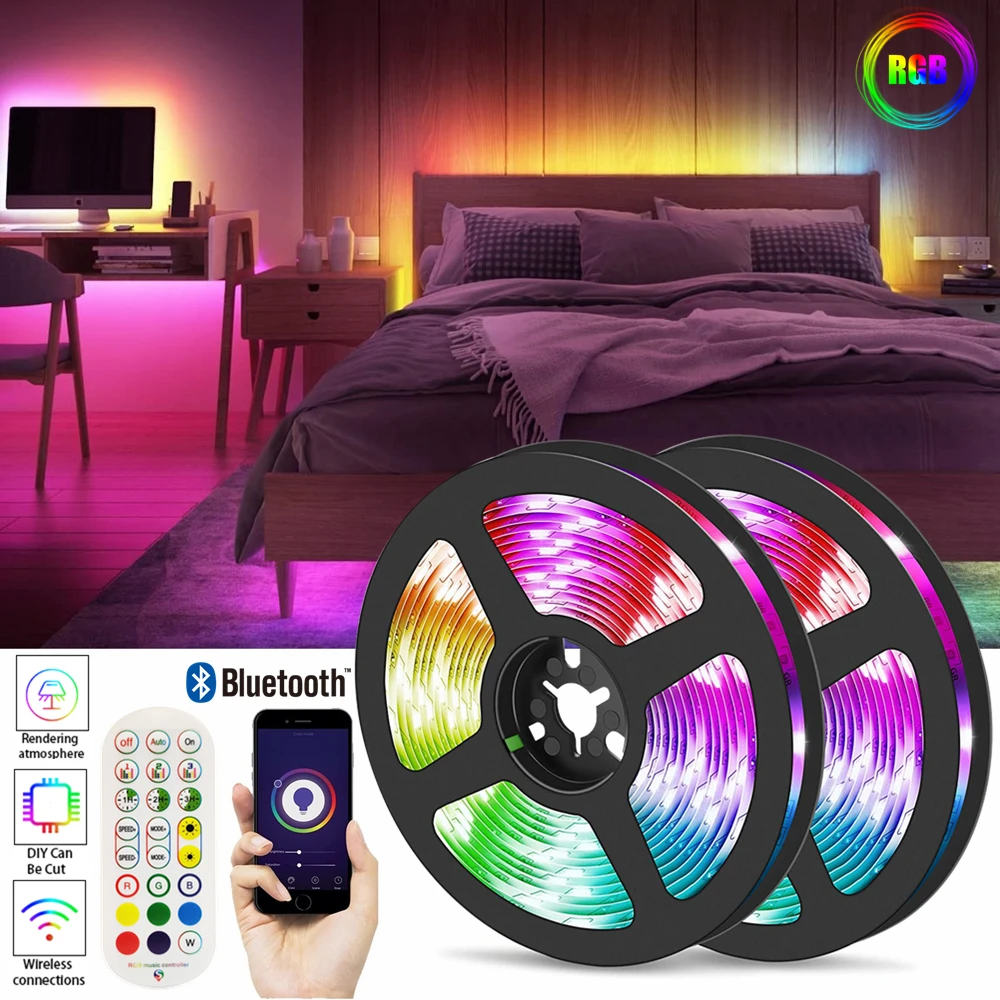 LED Strips Light RGB Flexible Decoration Background Rainbow Lamp Bluetooth Remote Control For Living Room 15M 20M Decor String
LED Strips Light RGB Flexible Decoration Background Rainbow Lamp Bluetooth Remote Control For Living Room 15M 20M Decor String