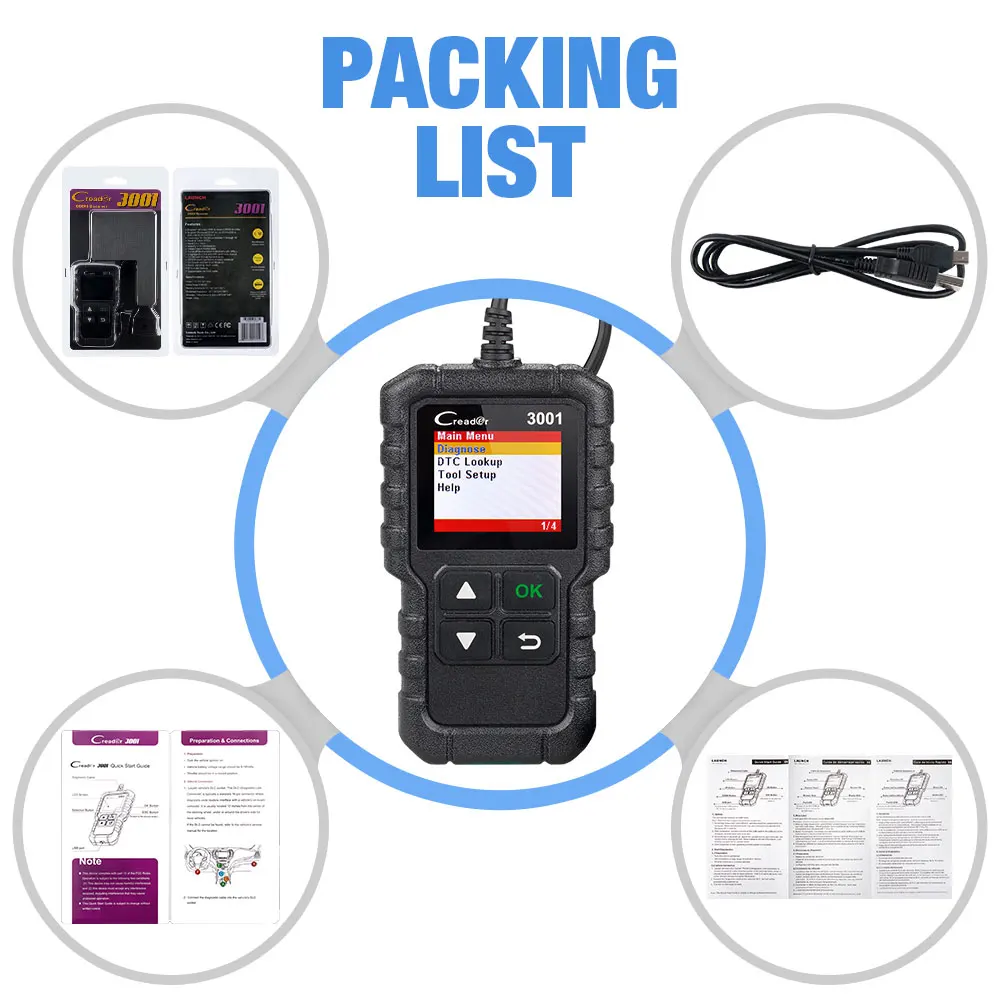Диагностический сканер LAUNCH X431 CR3001, диагностика двигателя OBD2, PK ELM 327
Диагностический сканер LAUNCH X431 CR3001, диагностика двигателя OBD2, PK ELM 327
