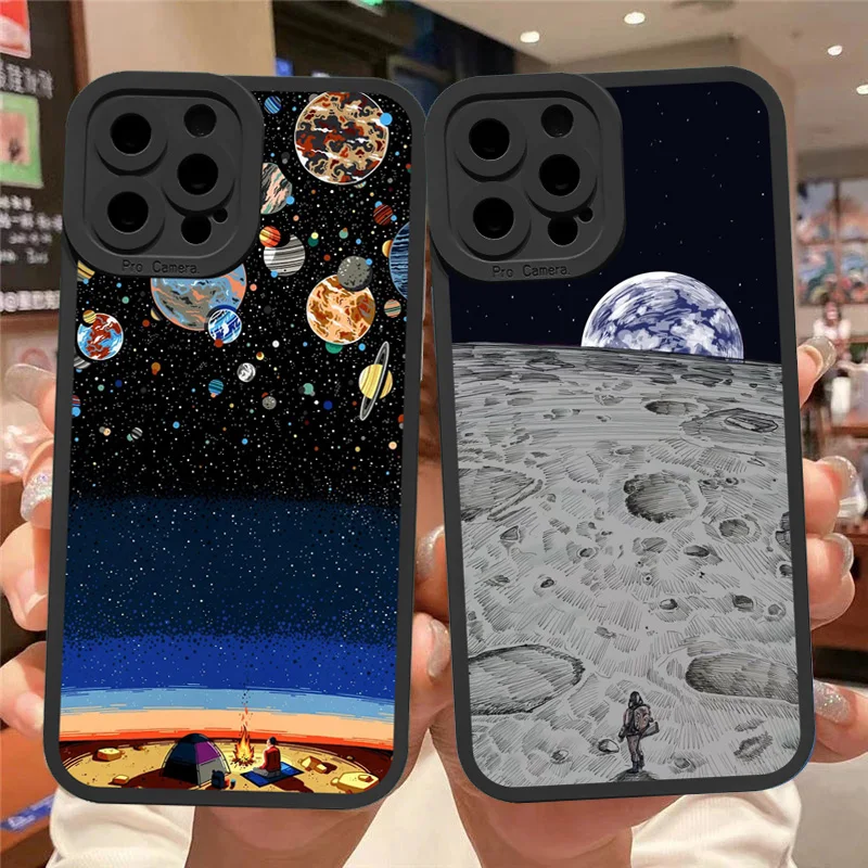 Sky Space planet Moon stars Soft black Phone Case for iphone 13 12 11 Pro Max Universe for iphone X XR XS 8 7 Plus SE 2020 Cover
Sky Space planet Moon stars Soft black Phone Case for iphone 13 12 11 Pro Max Universe for iphone X XR XS 8 7 Plus SE 2020 Cover