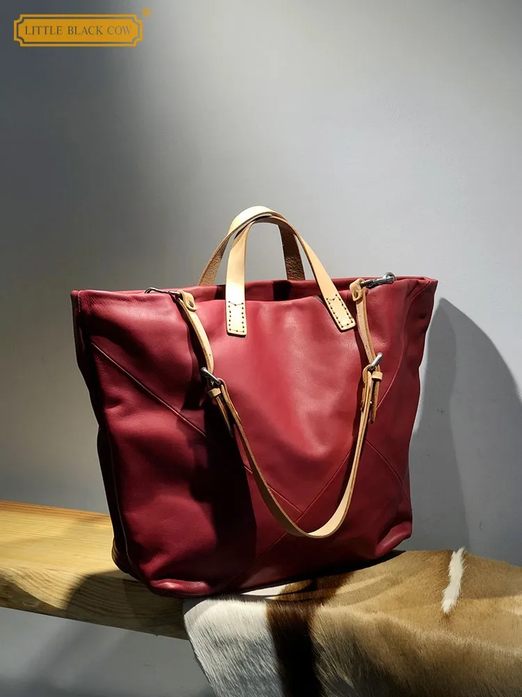 Ladies Casual Totes Vintage Wine Red Genuine Leather Handbag Large Capacity Women Shopping Shoulder Bag Versatile Messenger Bag
Ladies Casual Totes Vintage Wine Red Genuine Leather Handbag Large Capacity Women Shopping Shoulder Bag Versatile Messenger Bag