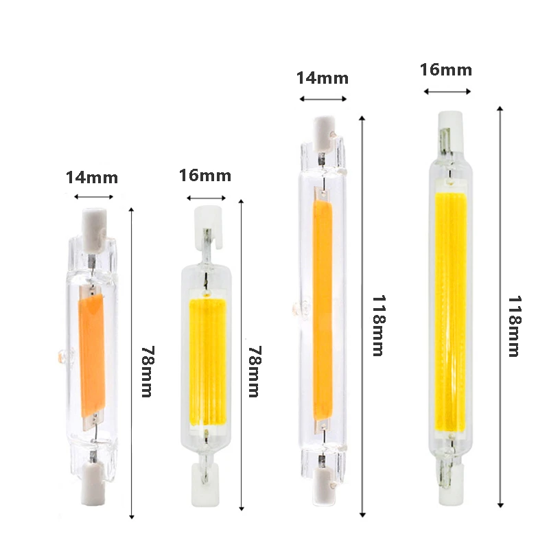 

10W 20W 30W 220V 230V 240V 78mm 118mm R7S LED Light COB Led Spotlight Bulb Glass Tube Replace 30W 50W 100W Halogen Corn Lampadas