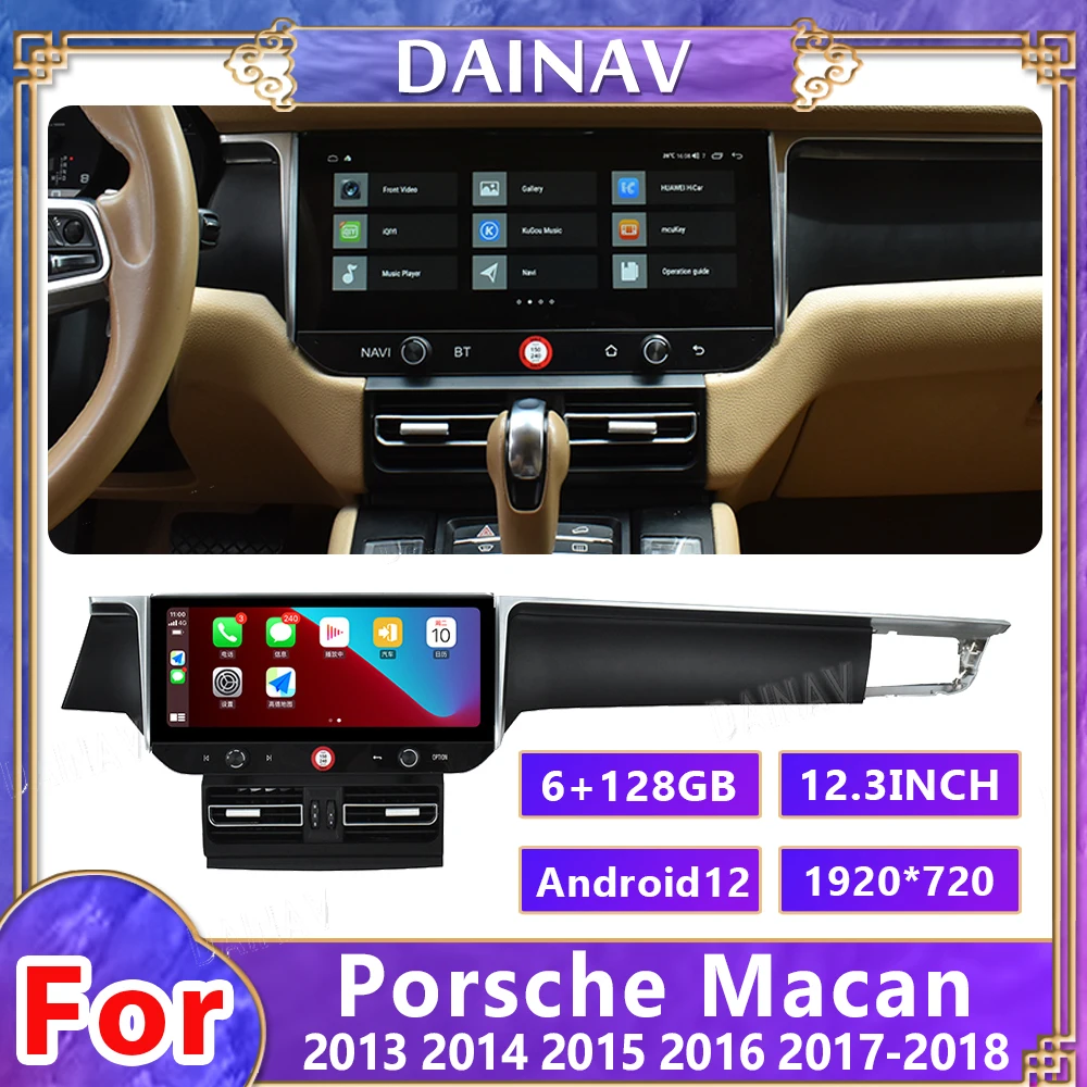 

Автомобильная аудиосистема на Android, 12,3 дюйма, 128 ГБ, для Porsche Macan 2013-2017, радио, GPS-навигация, мультимедийный плеер, головное устройство Carplay 2DIN