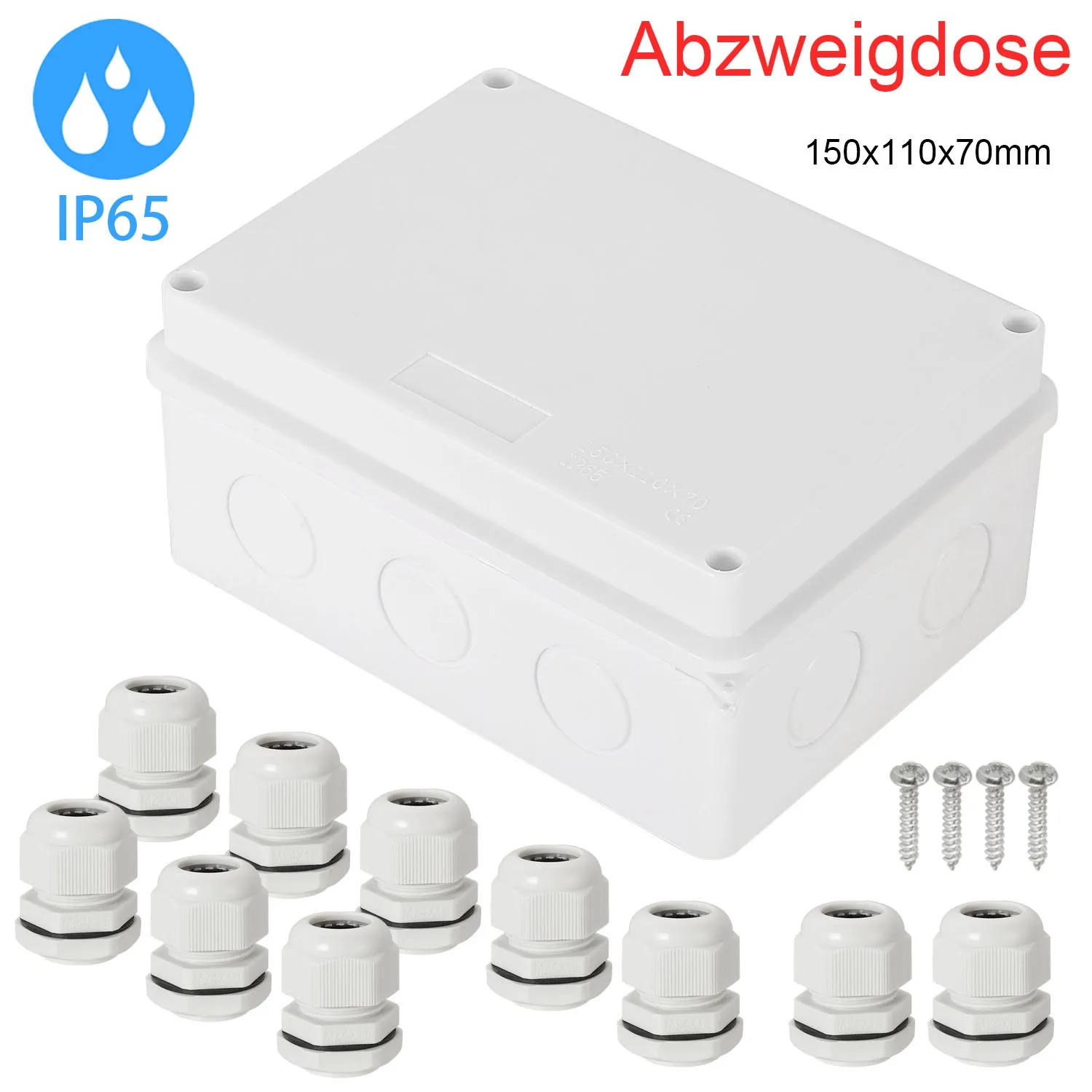 IP65 Plastic Waterproof Junction Box 150x110x70mm ABS Outdoor Electrical Enclosure Junction Cover With 10 M24X1.5 Cable Glands
IP65 Plastic Waterproof Junction Box 150x110x70mm ABS Outdoor Electrical Enclosure Junction Cover With 10 M24X1.5 Cable Glands