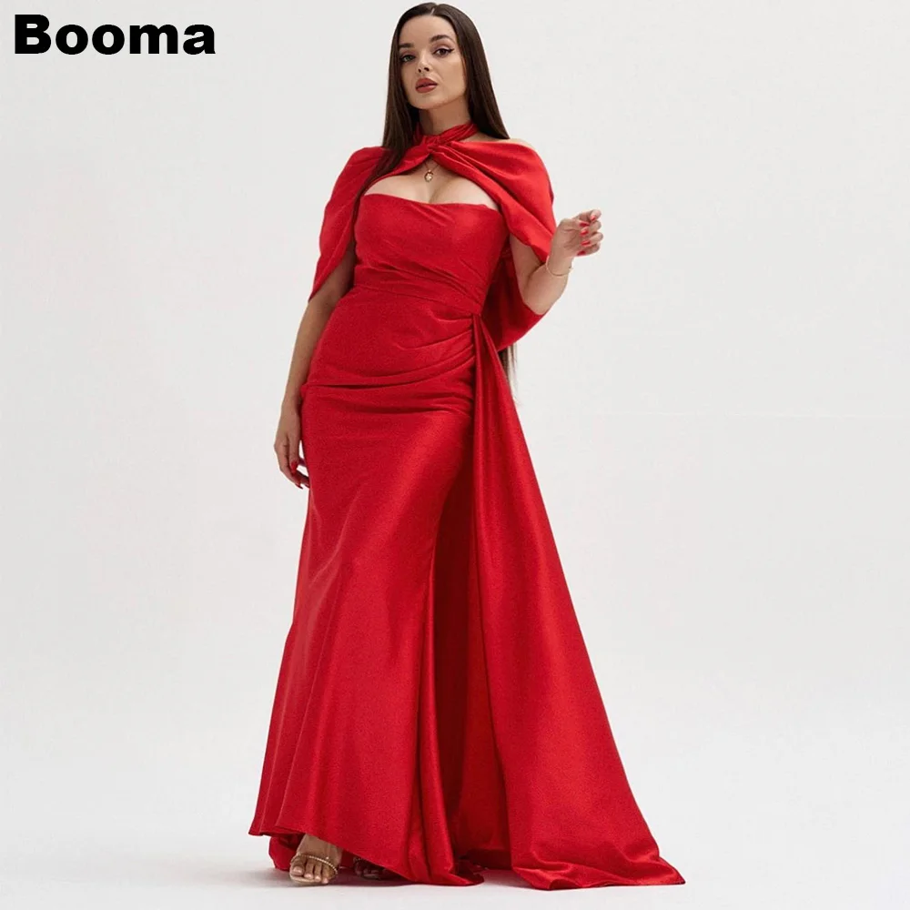 

Женское вечернее платье с юбкой-годе Booma, красное платье с лямкой на шее, накидкой для выпускного вечера и торжественных случаев, длиной до пола, Дубай