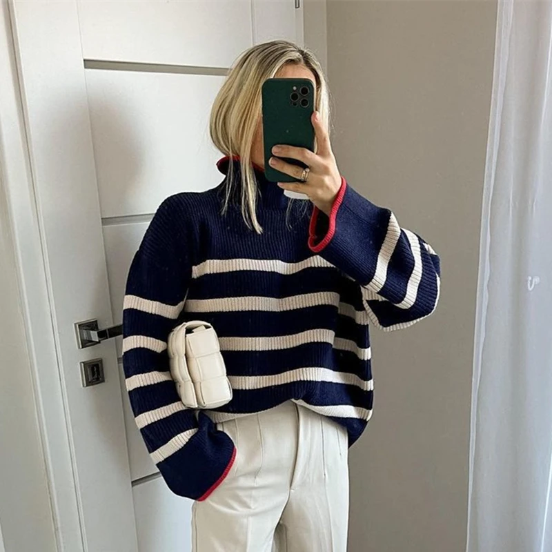 Женский модный осенне-зимний свитер, женские пуловеры оверсайз, Свободный Полосатый Повседневный вязаный шикарный женский свитер, джемпер,...
Женский модный осенне-зимний свитер, женские пуловеры оверсайз, Свободный Полосатый Повседневный вязаный шикарный женский свитер, джемпер,...