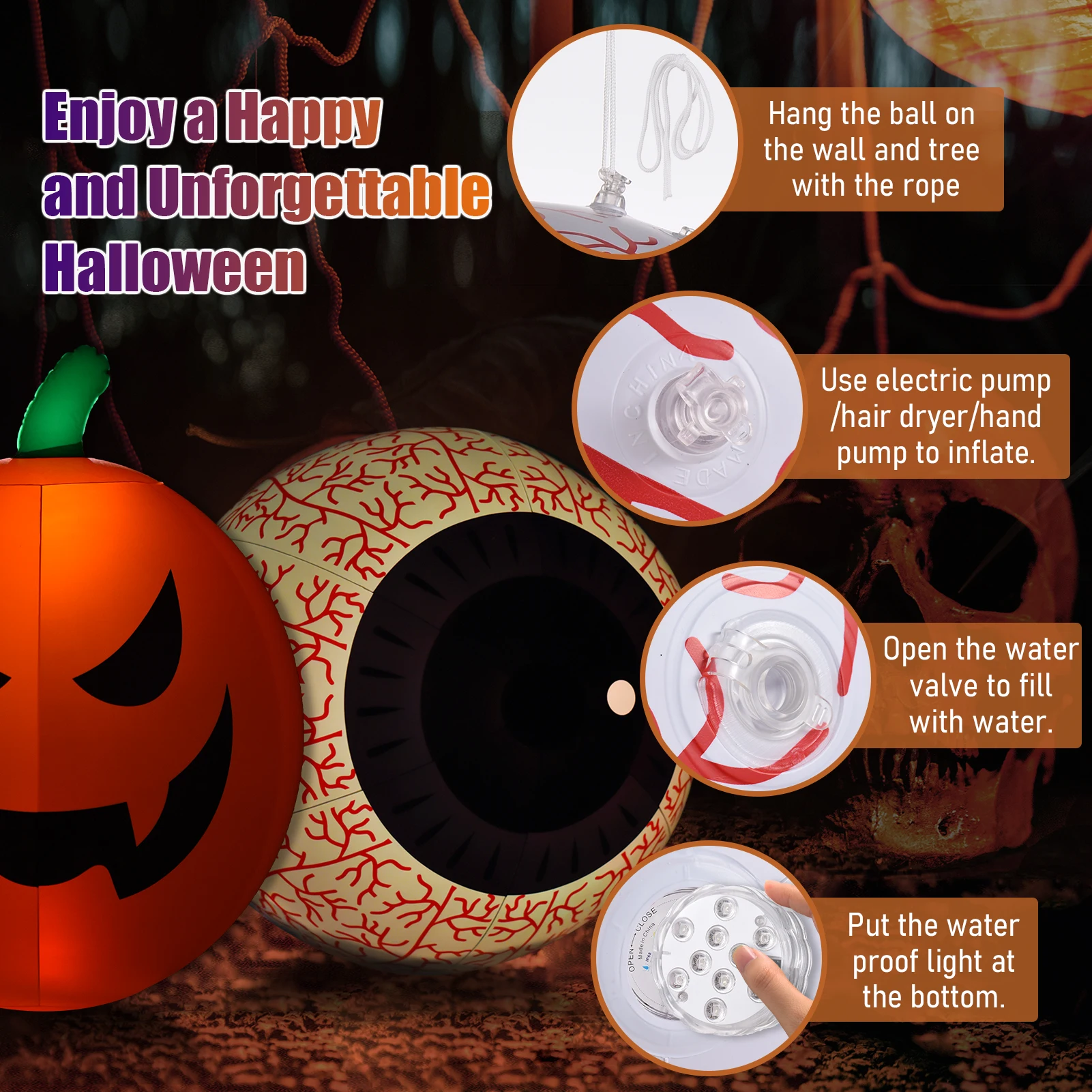 Halloween Pumpkin Ghost LED luminous balloons Halloween balloon with Light inflatable toy Halloween Party decoration balls
Halloween Pumpkin Ghost LED luminous balloons Halloween balloon with Light inflatable toy Halloween Party decoration balls
