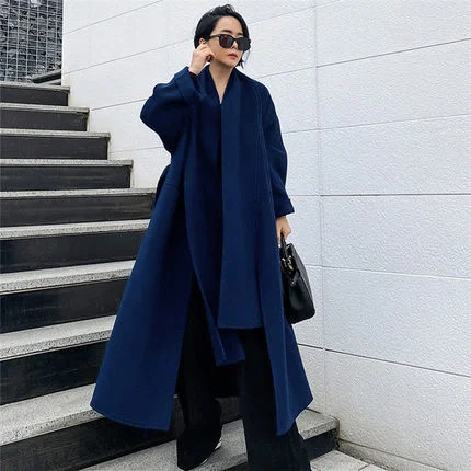 Autumn And Winter New Lace Up Woolen Coat Women's Long Korean Loose Large Bib Woolen Coat Fashion
Autumn And Winter New Lace Up Woolen Coat Women's Long Korean Loose Large Bib Woolen Coat Fashion