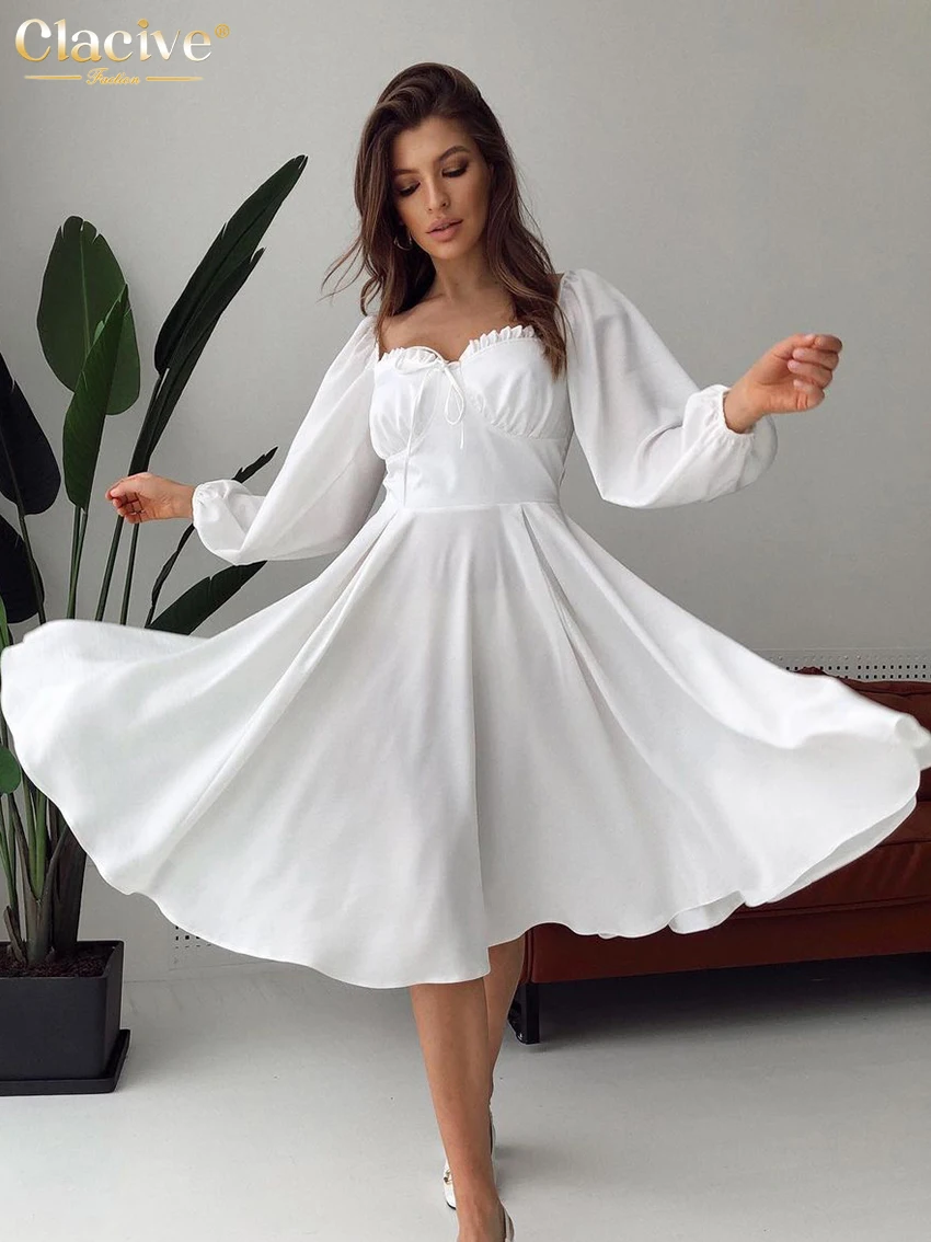 Clacive Bodycon Square Collar Casual Women'S Dress 2022 Spring White Long Sleeve Mini Dress Fashion Slim Pleated Party Dresses
Clacive Bodycon Square Collar Casual Women'S Dress 2022 Spring White Long Sleeve Mini Dress Fashion Slim Pleated Party Dresses