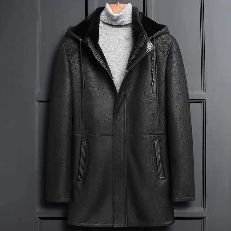 Original leather and fur integrated men's leather coat Men's medium and long hooded fur coat
Original leather and fur integrated men's leather coat Men's medium and long hooded fur coat
