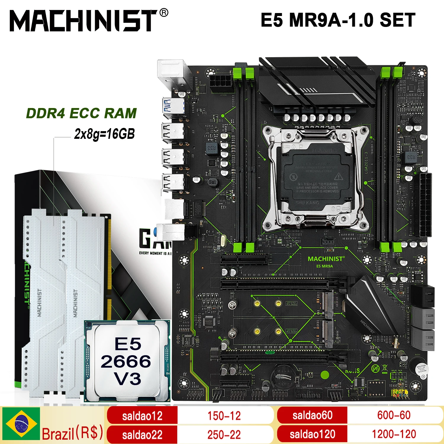 MACHINIST MR9A 1,0 материнская плата LGA 2011-3 комплект с Xeon E5 2666 V3 CPU 16 Гб (2*8G) DDR4 ECC RAM Combo USB 3,0 NVME M.2
MACHINIST MR9A 1,0 материнская плата LGA 2011-3 комплект с Xeon E5 2666 V3 CPU 16 Гб (2*8G) DDR4 ECC RAM Combo USB 3,0 NVME M.2