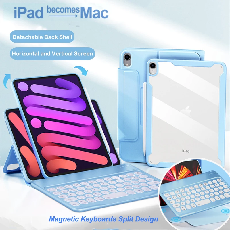 Вращающийся чехол с клавиатурой для iPad Pro 11 2021 2020, чехол с магнитной клавиатурой для iPad Air 5 10,9 Air 4, съемная задняя крышка
Вращающийся чехол с клавиатурой для iPad Pro 11 2021 2020, чехол с магнитной клавиатурой для iPad Air 5 10,9 Air 4, съемная задняя крышка