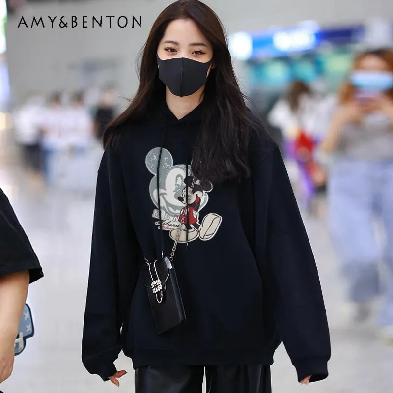 Spring and Autumn Thin New Pure Cotton Loose Black Hooded Pullovers Women's Cartoon Sweatshirt Fashion Versatile Top Fashion
Spring and Autumn Thin New Pure Cotton Loose Black Hooded Pullovers Women's Cartoon Sweatshirt Fashion Versatile Top Fashion