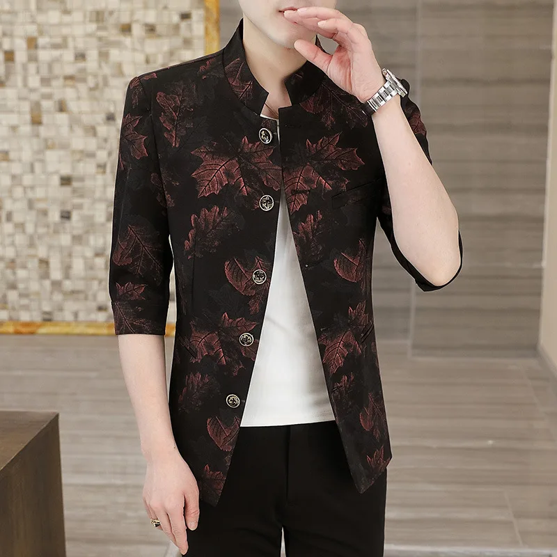 HOO 2022 Men's Summer Stand-up Collar Medium-Sleeve Suit Youth Slim Printed blazer
HOO 2022 Men's Summer Stand-up Collar Medium-Sleeve Suit Youth Slim Printed blazer