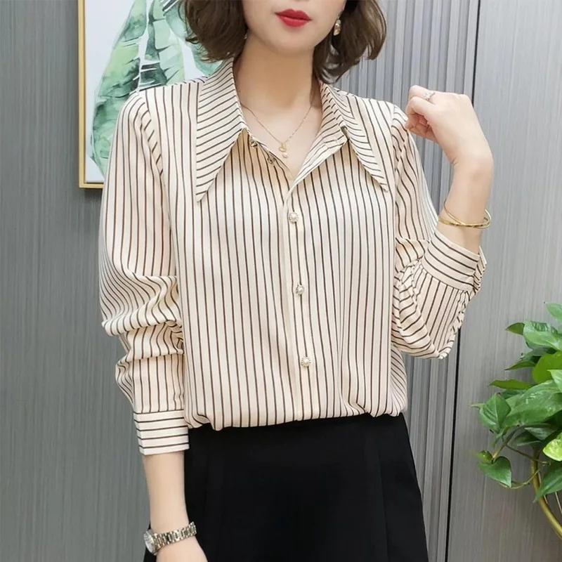 2023 New Spring and Summer Commuter Simple Fashion Stripe Polo Button Top Loose Relaxed Oversized Long Sleeve Women's Shirt
2023 New Spring and Summer Commuter Simple Fashion Stripe Polo Button Top Loose Relaxed Oversized Long Sleeve Women's Shirt