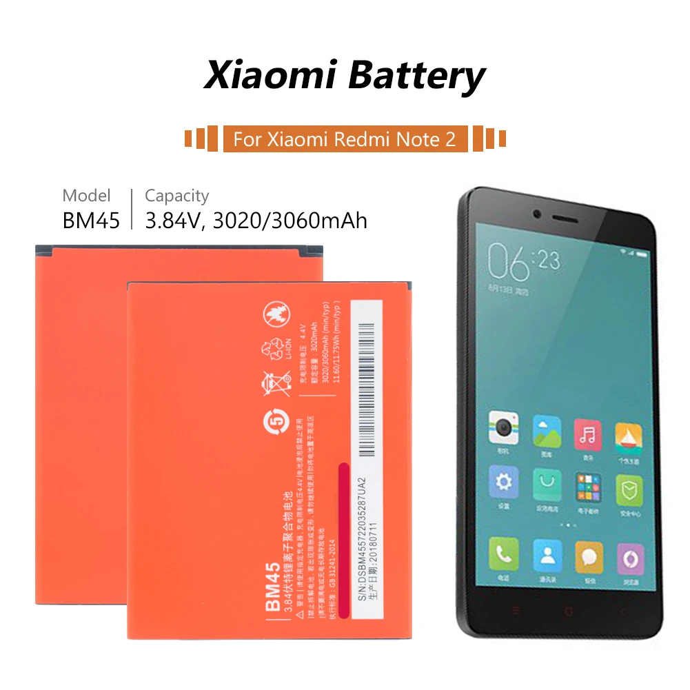 1pc 3020mAh BM45 Replacement Mobile Phone Battery Rechargeable Li-ion Batteries for Xiaomi Redmi Note 2 Hongmi Note2
1pc 3020mAh BM45 Replacement Mobile Phone Battery Rechargeable Li-ion Batteries for Xiaomi Redmi Note 2 Hongmi Note2