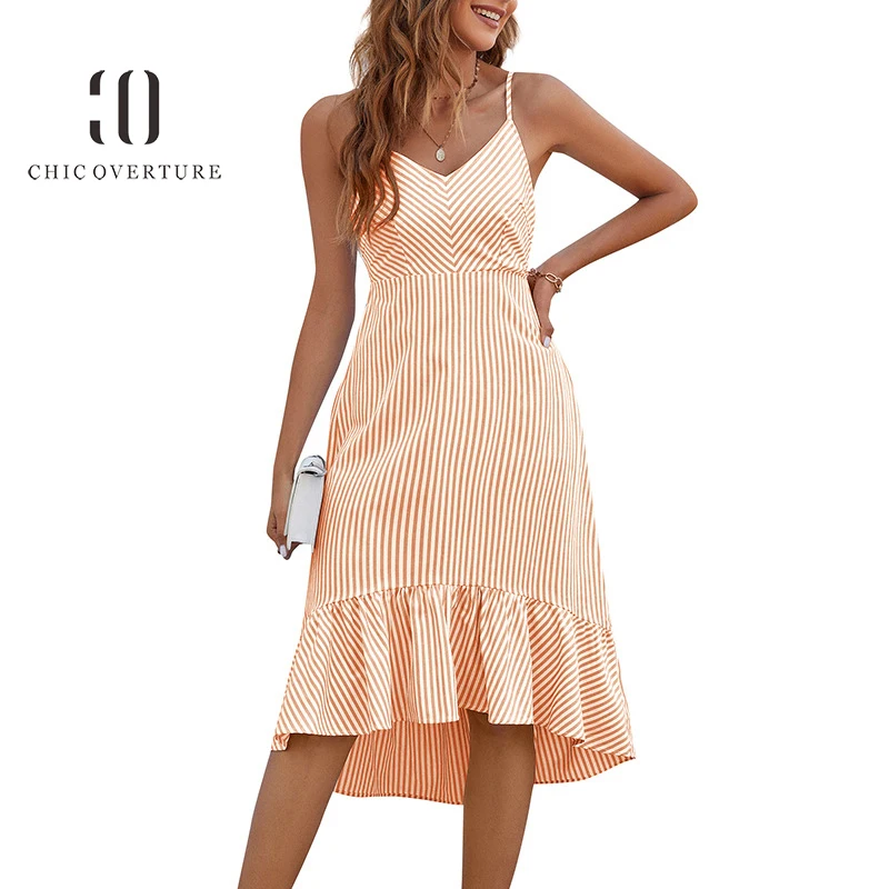 Chic Overture Women V neck Striped Spaghetti Strap Dress Patchwork Hallow Out Backless Knee-Length Dress Streetwear Sexy Cloth
Chic Overture Women V neck Striped Spaghetti Strap Dress Patchwork Hallow Out Backless Knee-Length Dress Streetwear Sexy Cloth