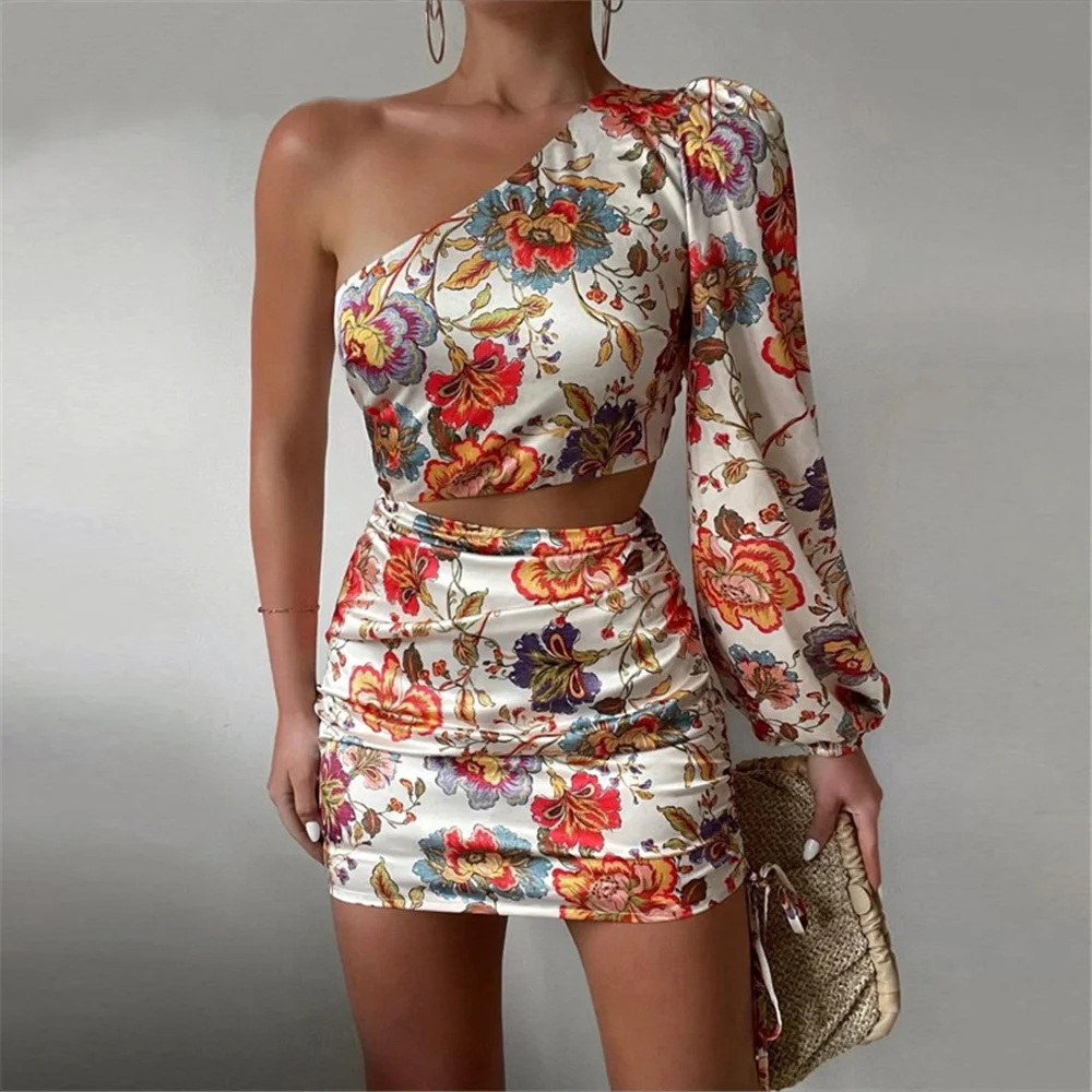 Sexy Women One Shoulder Bodycon Dress Floral Print Long Sleeve Slim Fit Dress Daily Wear Puff Lantern Sleeve Cutout Dresses
Sexy Women One Shoulder Bodycon Dress Floral Print Long Sleeve Slim Fit Dress Daily Wear Puff Lantern Sleeve Cutout Dresses