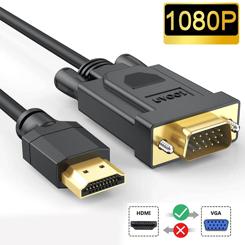 

HDMI-Compatible HDMI To VGA Cable Adapter 1080P HD Video 1.8M(6ft) Male to Male For Computer Desktop Laptop PC Monitor Projector