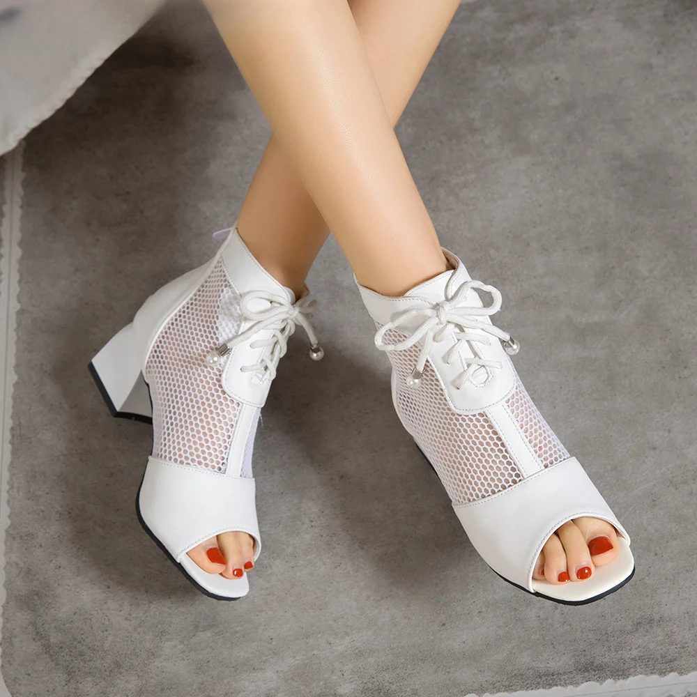 Gladiator Thick High Heels Summer Boots for Women Ladies Mesh Net Bottes Peep Toe Shoes Woman Female Lace up Ankle Boots 32 33
Gladiator Thick High Heels Summer Boots for Women Ladies Mesh Net Bottes Peep Toe Shoes Woman Female Lace up Ankle Boots 32 33