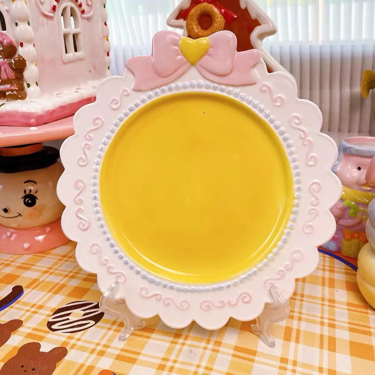 New Cute Ceramic Ornamental Plate Pink Bow Decoration Dish Plate Porcelain Plate Set Wedding Gift
New Cute Ceramic Ornamental Plate Pink Bow Decoration Dish Plate Porcelain Plate Set Wedding Gift