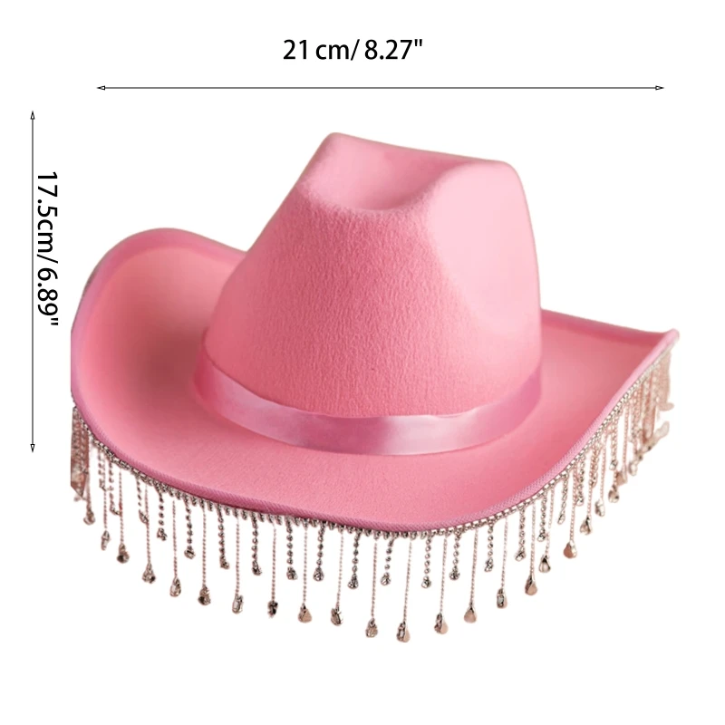 

N1HE Fashion Vintage Cowboy Hat Western Style Large Brim Hat Hats Fedora Felt Cowboy Jazz Hat Accessory Wide Curve Brim