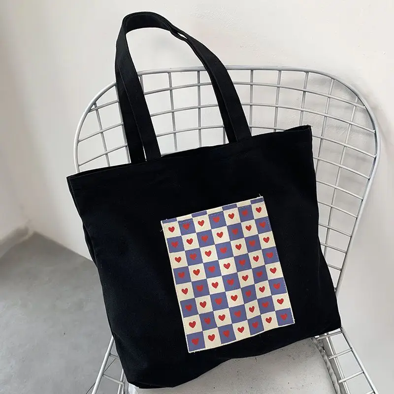 Checkered Canvas Bag Women's One Shoulder INS High Capacity Student Class Black Zipper Bag
Checkered Canvas Bag Women's One Shoulder INS High Capacity Student Class Black Zipper Bag