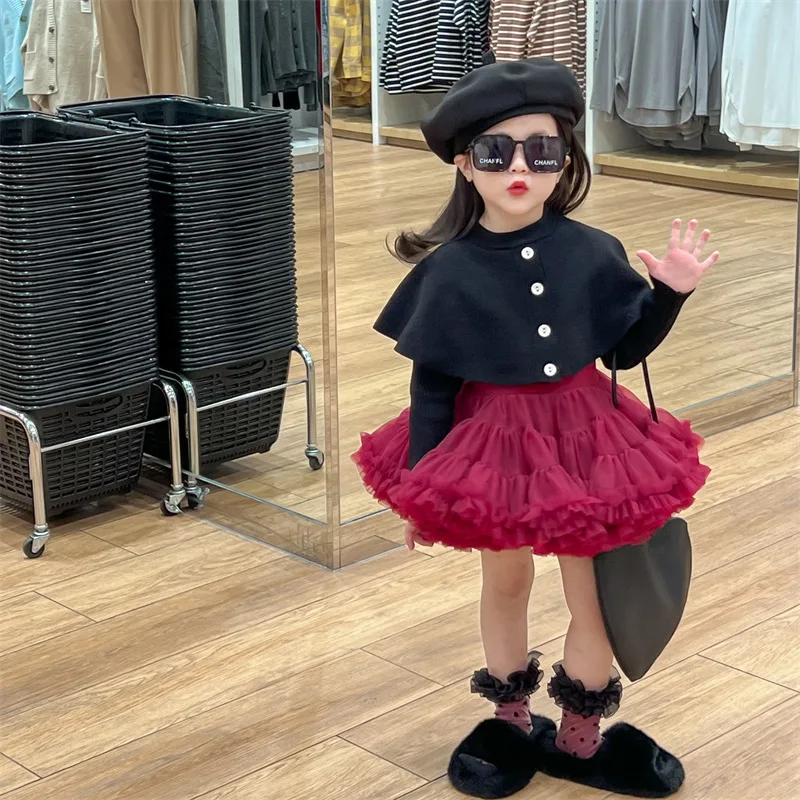 Kids Girls Clothes 2023 Autumn New Korean Baby Girls Princess Dress Black Cape Sweater and Tutu Skirt Two Piece Sets
Kids Girls Clothes 2023 Autumn New Korean Baby Girls Princess Dress Black Cape Sweater and Tutu Skirt Two Piece Sets