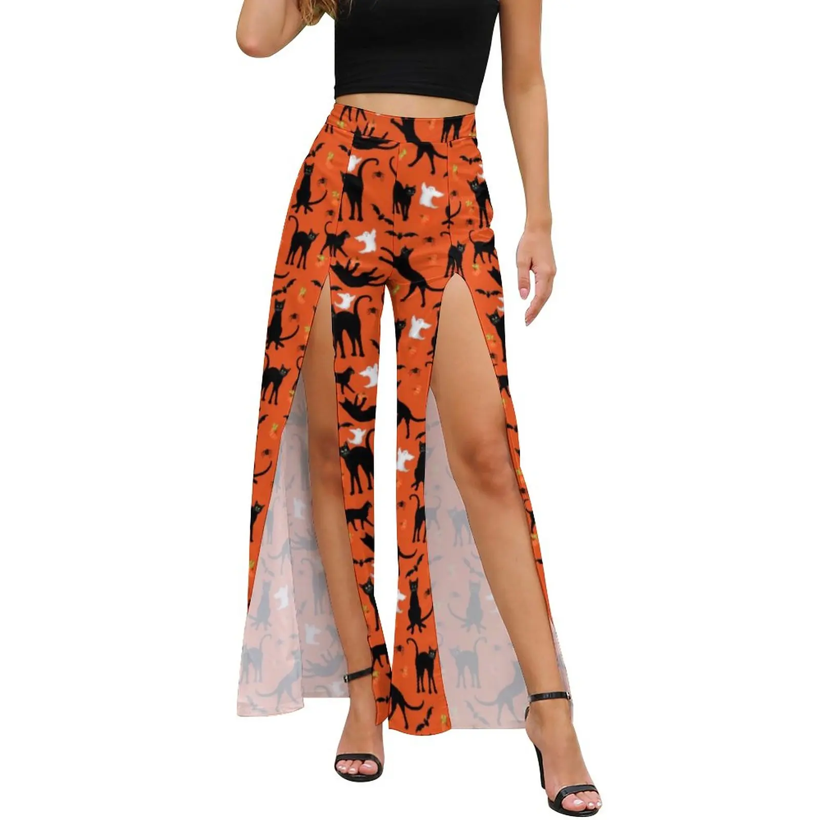 Ghosts Bats Pants Women Black Cats Halloween Streetwear Printed Trousers Summer High Slit Club Wide Pants Gift
Ghosts Bats Pants Women Black Cats Halloween Streetwear Printed Trousers Summer High Slit Club Wide Pants Gift