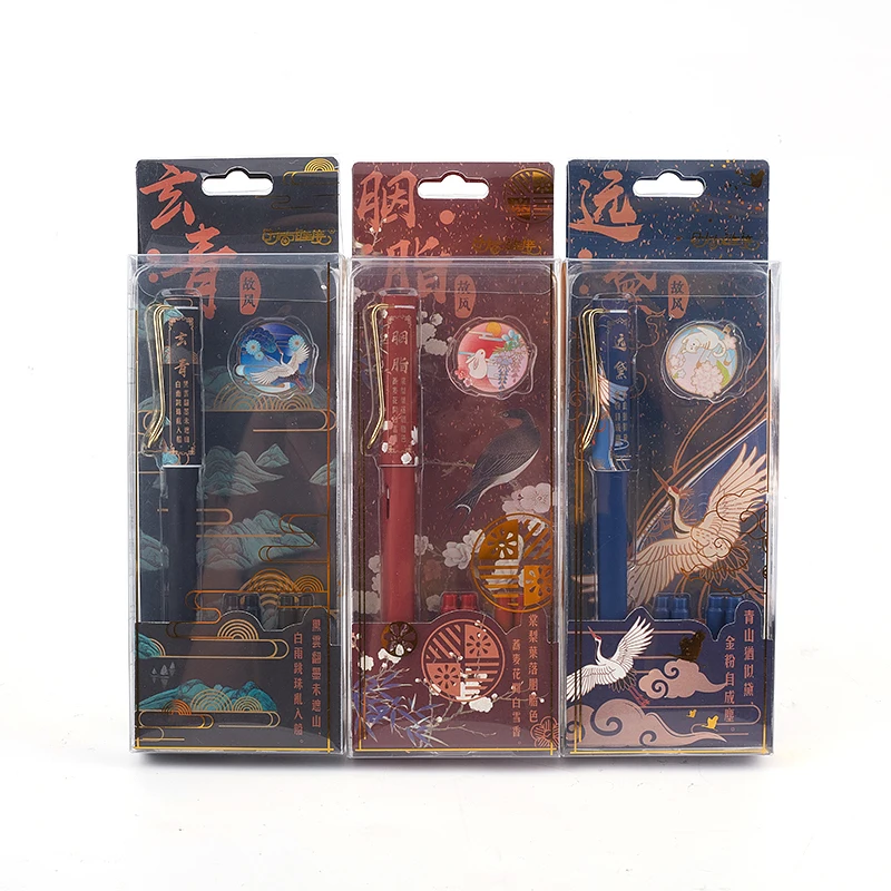 5pcs Retro Fountain Pen Chinese Style Calligraphy Pen EP Nib Blue Ink Sac Fountain Pens School Office Stationery Supplies
5pcs Retro Fountain Pen Chinese Style Calligraphy Pen EP Nib Blue Ink Sac Fountain Pens School Office Stationery Supplies