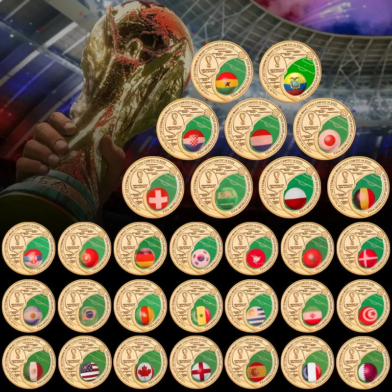 2022 World Cup Commemorative Coins World Cup Fans Flag Football Challenge Coins European Cup Medals Art Collection Gift For Fans
2022 World Cup Commemorative Coins World Cup Fans Flag Football Challenge Coins European Cup Medals Art Collection Gift For Fans