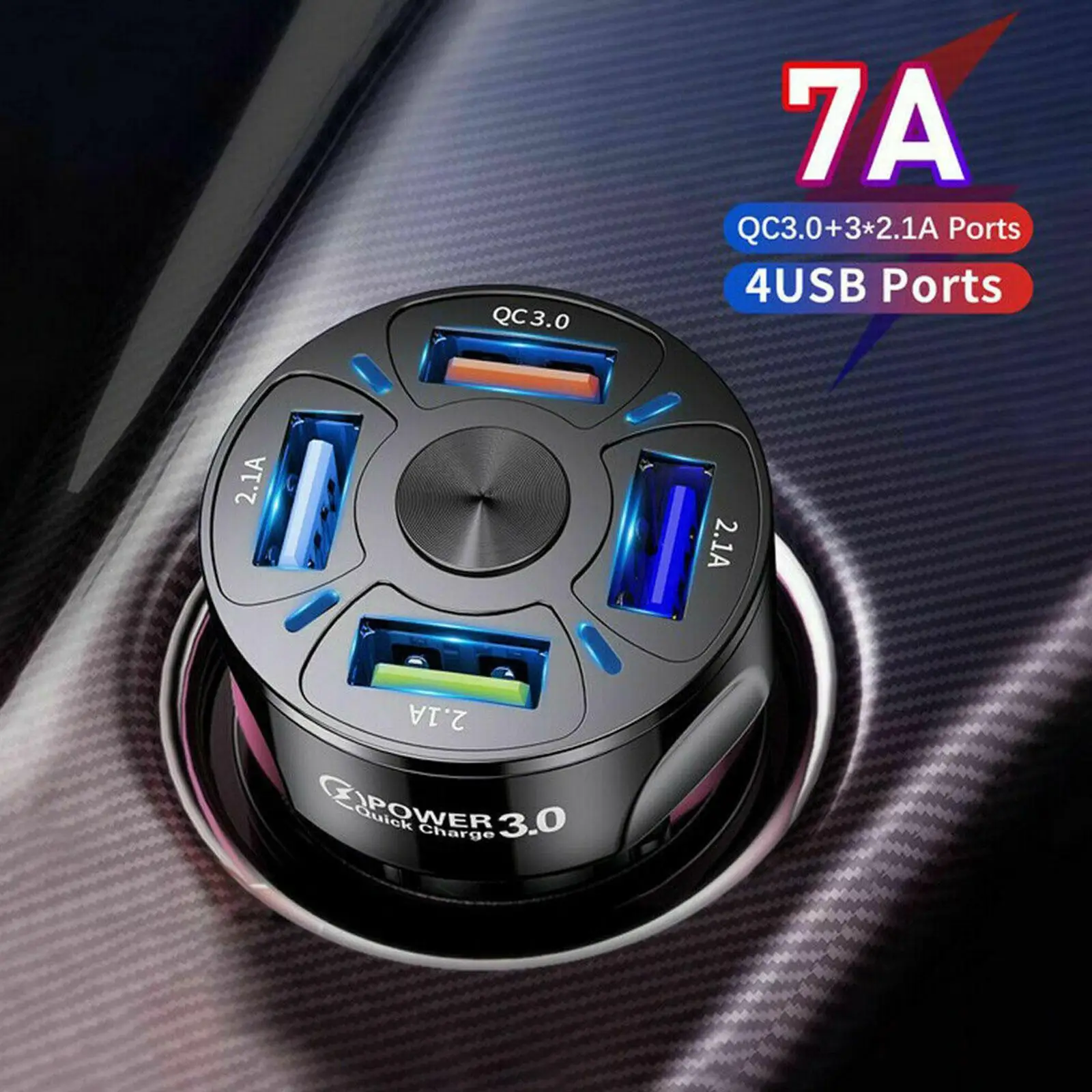 Автомобильное зарядное устройство с 4 USB-портами для прикуривателя Skoda Octavia Fabia Rapid