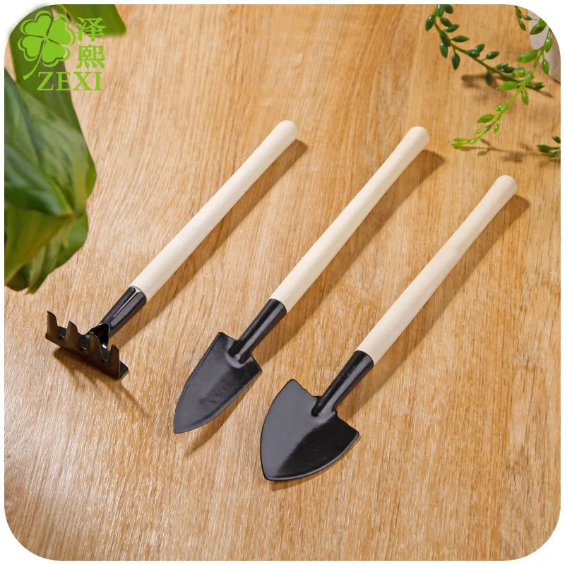 

3pcs/set Gardening Tool Hand Planting Mini Wooden Handle Shovel Rake Spade Gardening Tools For Flowers Succulent Tranplanting