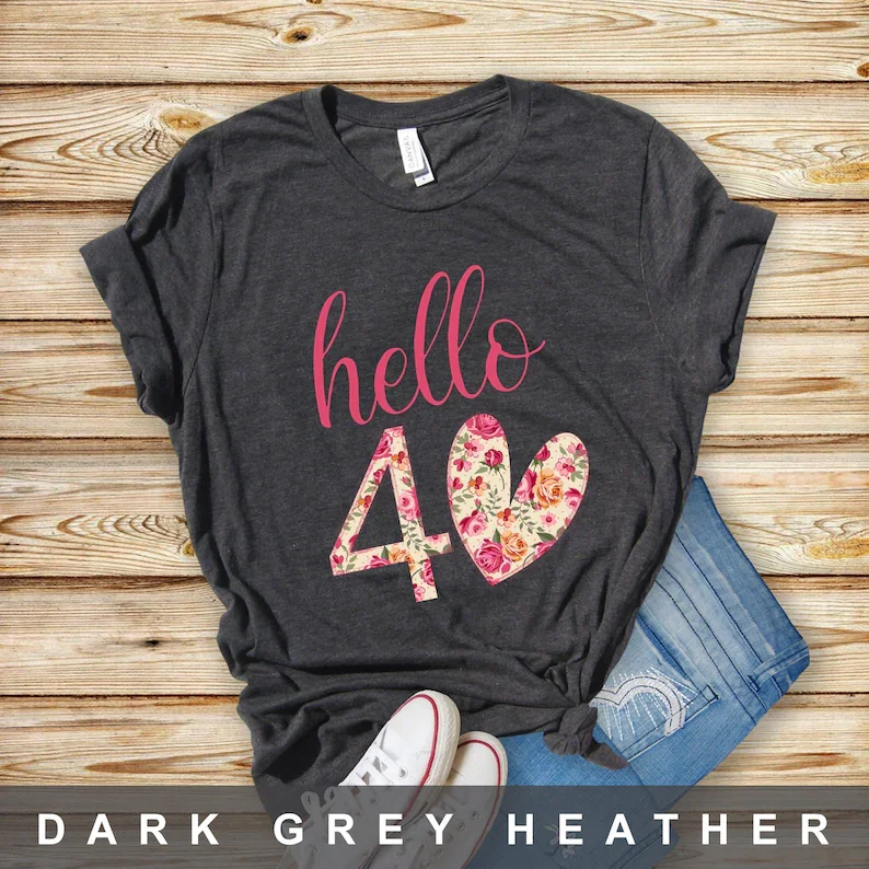 'Hello 40' T-Shirt 40th Birthday Gift Shirt For Her 1982 Birthday Gift Cotton Plus Size O Neck Short Sleeve women fashion tops
'Hello 40' T-Shirt 40th Birthday Gift Shirt For Her 1982 Birthday Gift Cotton Plus Size O Neck Short Sleeve women fashion tops