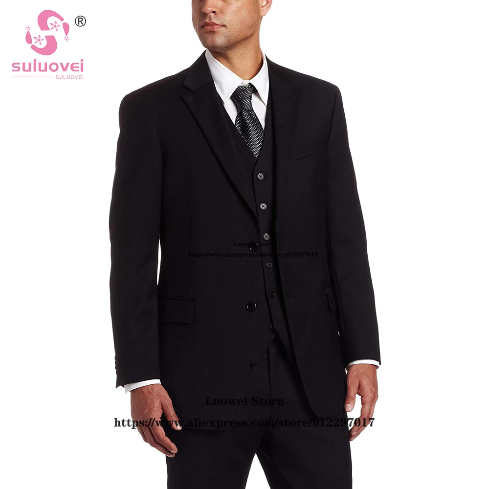 Classic Black Wedding Suit For Men Custom Made Piece Jacket Vest Pants Set Formal Groom Prom Tuxedo Trajes Elegante Para Hombres
Classic Black Wedding Suit For Men Custom Made Piece Jacket Vest Pants Set Formal Groom Prom Tuxedo Trajes Elegante Para Hombres