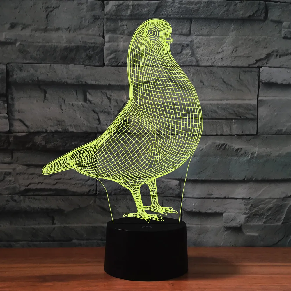 Pigeon 3d Lamp Led Night Light Remote Control Illusion Nightlight Bedroom Decoration Colorful Dove Night Lamp Gift for Kids
Pigeon 3d Lamp Led Night Light Remote Control Illusion Nightlight Bedroom Decoration Colorful Dove Night Lamp Gift for Kids