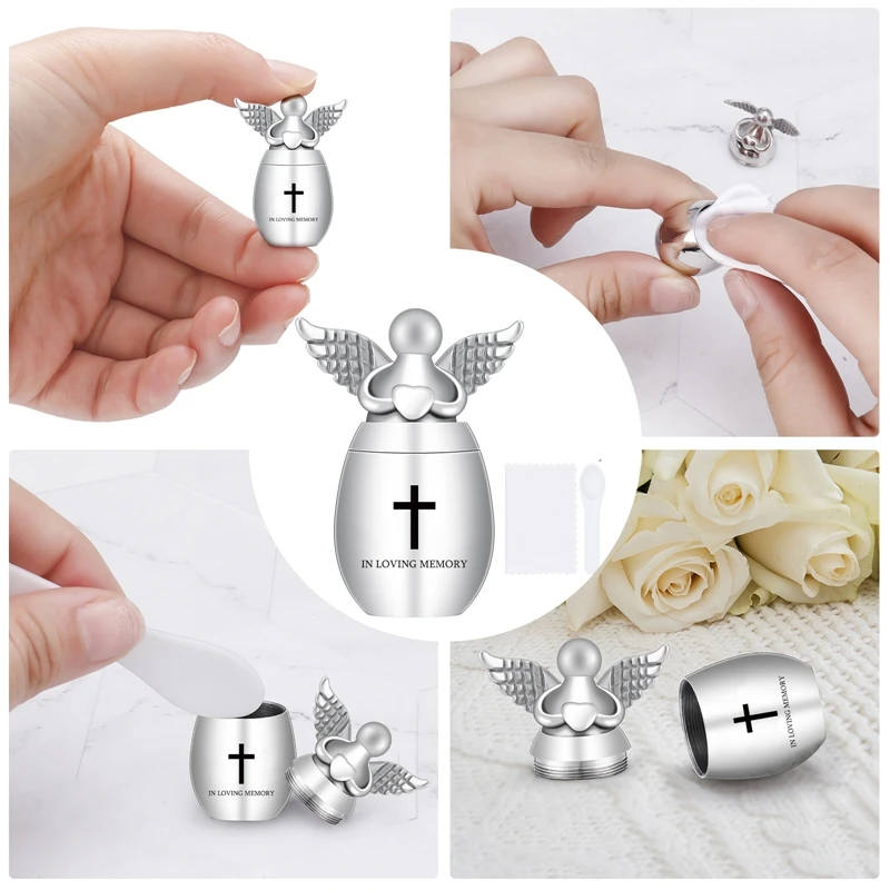 

Cremation Keepsake Urns For Human Ashes,Angel Wing Charms Memorial Keepsake Urns, Mini Cremation Urns For Dogs Cats Human Holder